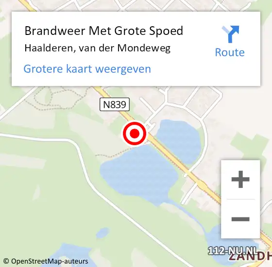 Locatie op kaart van de 112 melding: Brandweer Met Grote Spoed Naar Haalderen, van der Mondeweg op 12 juni 2021 20:15