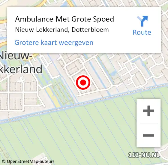 Locatie op kaart van de 112 melding: Ambulance Met Grote Spoed Naar Nieuw-Lekkerland, Dotterbloem op 12 juni 2021 20:28