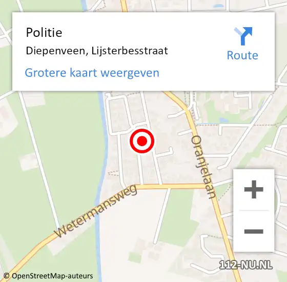 Locatie op kaart van de 112 melding: Politie Diepenveen, Lijsterbesstraat op 12 juni 2021 20:29
