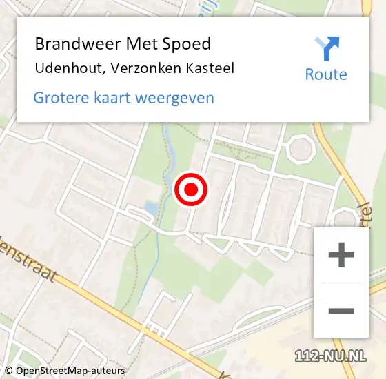 Locatie op kaart van de 112 melding: Brandweer Met Spoed Naar Udenhout, Verzonken Kasteel op 12 juni 2021 20:30