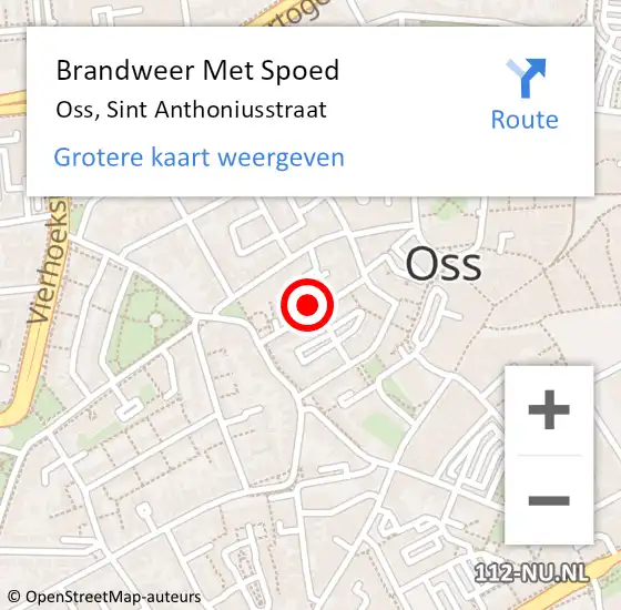 Locatie op kaart van de 112 melding: Brandweer Met Spoed Naar Oss, Sint Anthoniusstraat op 12 juni 2021 20:33