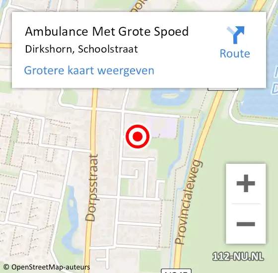 Locatie op kaart van de 112 melding: Ambulance Met Grote Spoed Naar Dirkshorn, Schoolstraat op 12 juni 2021 21:04