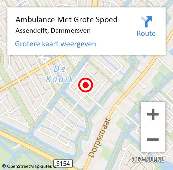 Locatie op kaart van de 112 melding: Ambulance Met Grote Spoed Naar Assendelft, Dammersven op 12 juni 2021 21:15