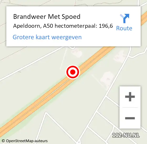 Locatie op kaart van de 112 melding: Brandweer Met Spoed Naar Apeldoorn, A50 hectometerpaal: 196,6 op 12 juni 2021 21:38