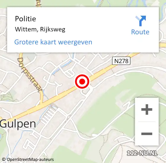 Locatie op kaart van de 112 melding: Politie Wittem, Rijksweg op 12 juni 2021 21:44
