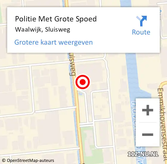 Locatie op kaart van de 112 melding: Politie Met Grote Spoed Naar Waalwijk, Sluisweg op 12 juni 2021 22:12