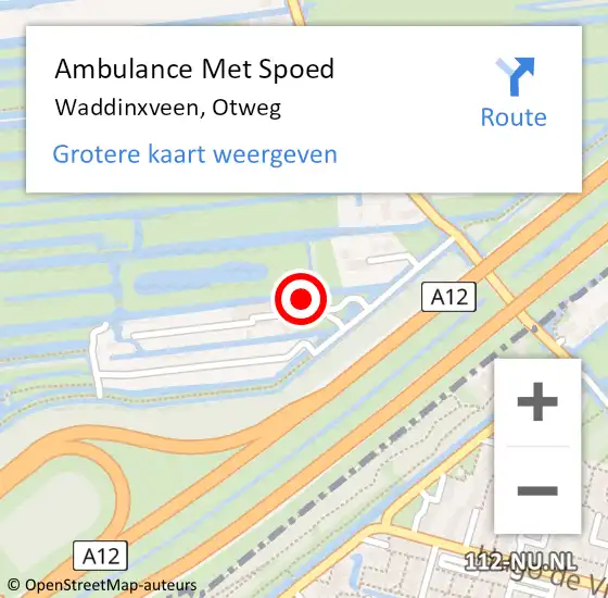 Locatie op kaart van de 112 melding: Ambulance Met Spoed Naar Waddinxveen, Otweg op 12 juni 2021 22:24