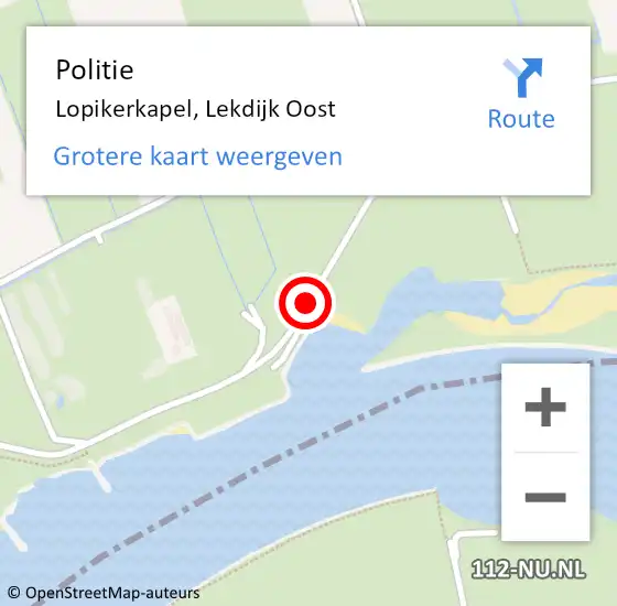 Locatie op kaart van de 112 melding: Politie Lopikerkapel, Lekdijk Oost op 13 juni 2014 07:45