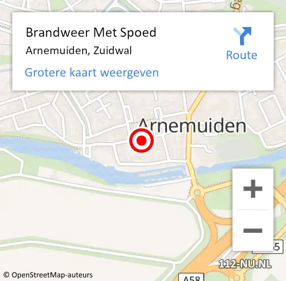 Locatie op kaart van de 112 melding: Brandweer Met Spoed Naar Arnemuiden, Zuidwal op 12 juni 2021 22:36