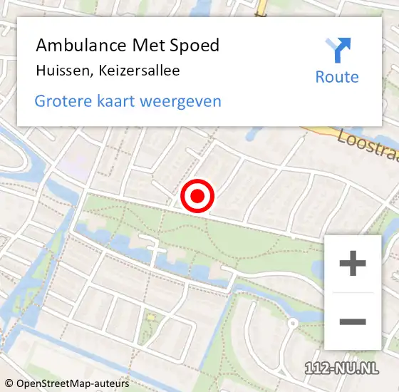 Locatie op kaart van de 112 melding: Ambulance Met Spoed Naar Huissen, Keizersallee op 12 juni 2021 22:41