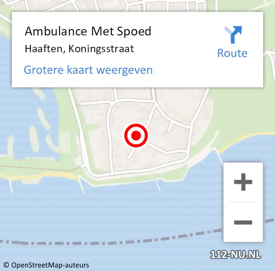 Locatie op kaart van de 112 melding: Ambulance Met Spoed Naar Haaften, Koningsstraat op 12 juni 2021 23:05