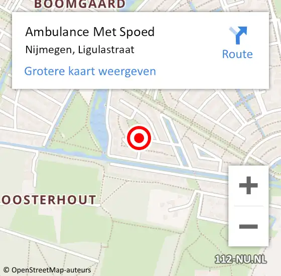 Locatie op kaart van de 112 melding: Ambulance Met Spoed Naar Nijmegen, Ligulastraat op 12 juni 2021 23:09