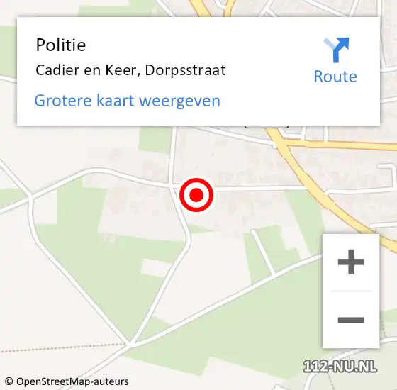 Locatie op kaart van de 112 melding: Politie Cadier en Keer, Dorpsstraat op 12 juni 2021 23:18