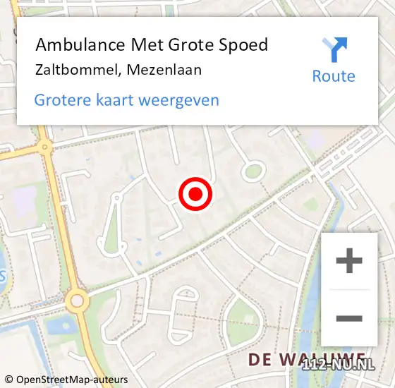 Locatie op kaart van de 112 melding: Ambulance Met Grote Spoed Naar Zaltbommel, Mezenlaan op 12 juni 2021 23:19