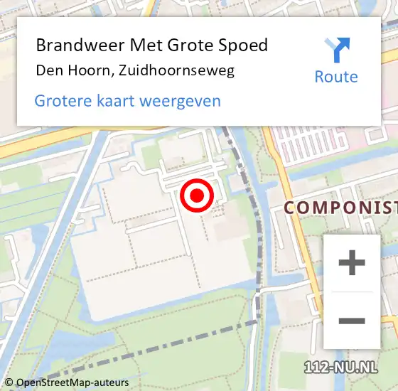 Locatie op kaart van de 112 melding: Brandweer Met Grote Spoed Naar Den Hoorn, Zuidhoornseweg op 12 juni 2021 23:46