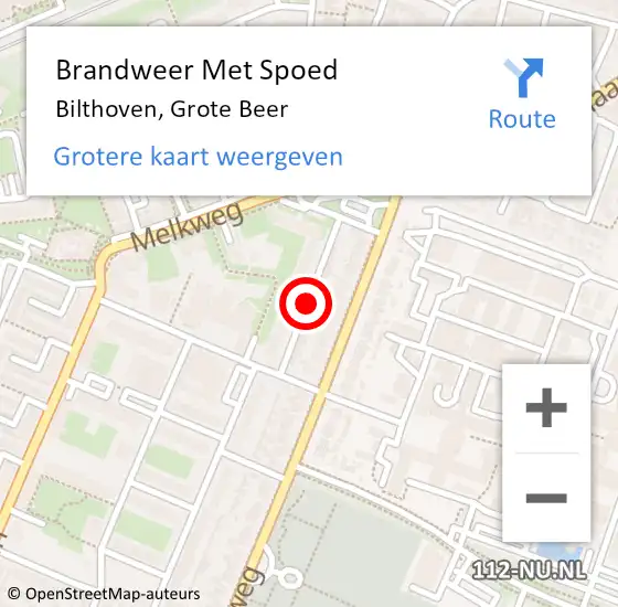 Locatie op kaart van de 112 melding: Brandweer Met Spoed Naar Bilthoven, Grote Beer op 13 juni 2021 00:18