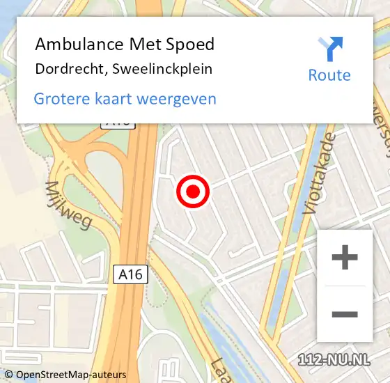 Locatie op kaart van de 112 melding: Ambulance Met Spoed Naar Dordrecht, Sweelinckplein op 13 juni 2021 00:30
