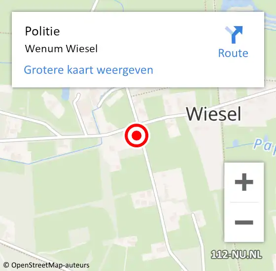 Locatie op kaart van de 112 melding: Politie Wenum Wiesel op 13 juni 2021 00:34