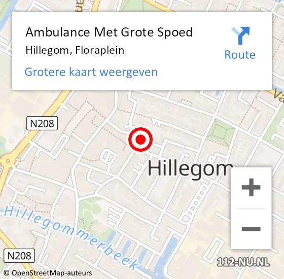 Locatie op kaart van de 112 melding: Ambulance Met Grote Spoed Naar Hillegom, Meerdorpstraat op 13 juni 2021 00:49