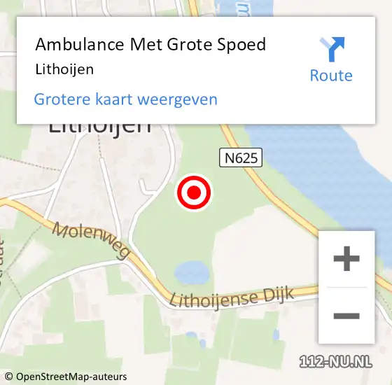 Locatie op kaart van de 112 melding: Ambulance Met Grote Spoed Naar Lithoijen op 13 juni 2021 01:47