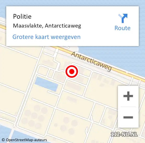 Locatie op kaart van de 112 melding: Politie Maasvlakte, Antarcticaweg op 13 juni 2021 02:10