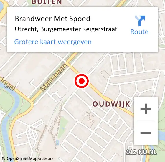 Locatie op kaart van de 112 melding: Brandweer Met Spoed Naar Utrecht, Burgemeester Reigerstraat op 13 juni 2021 02:16