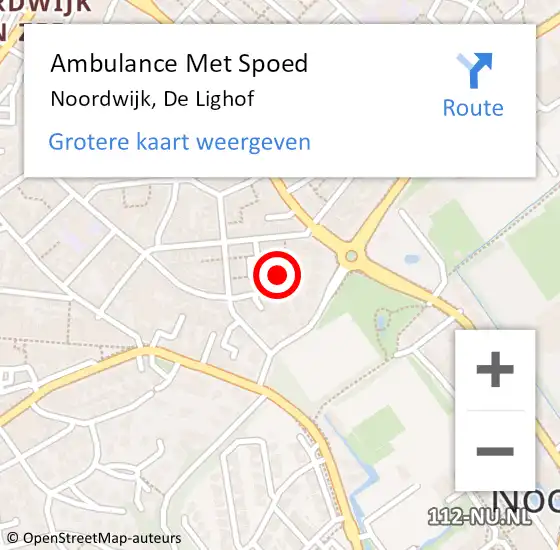 Locatie op kaart van de 112 melding: Ambulance Met Spoed Naar Noordwijk, De Lighof op 13 juni 2021 02:35