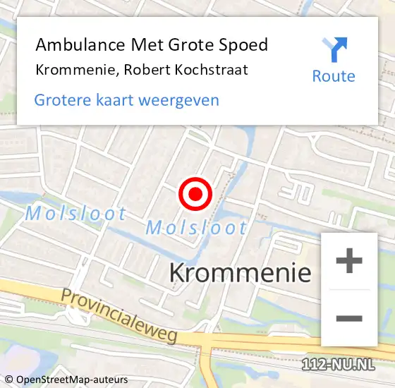 Locatie op kaart van de 112 melding: Ambulance Met Grote Spoed Naar Krommenie, Robert Kochstraat op 13 juni 2021 02:43