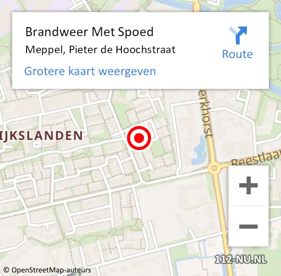 Locatie op kaart van de 112 melding: Brandweer Met Spoed Naar Meppel, Pieter de Hoochstraat op 13 juni 2021 02:48