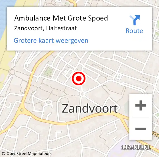 Locatie op kaart van de 112 melding: Ambulance Met Grote Spoed Naar Zandvoort, Haltestraat op 13 juni 2021 03:05