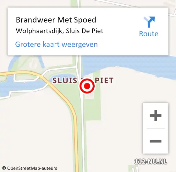 Locatie op kaart van de 112 melding: Brandweer Met Spoed Naar Wolphaartsdijk, Sluis De Piet op 13 juni 2021 03:26