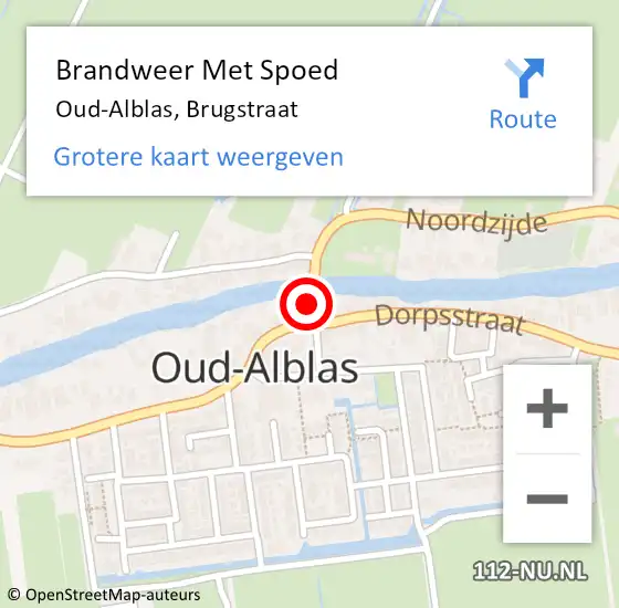 Locatie op kaart van de 112 melding: Brandweer Met Spoed Naar Oud-Alblas, Brugstraat op 13 juni 2021 03:27