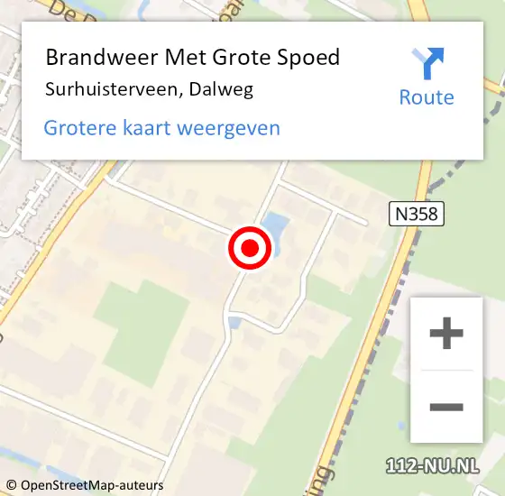 Locatie op kaart van de 112 melding: Brandweer Met Grote Spoed Naar Surhuisterveen, Dalweg op 13 juni 2021 04:08