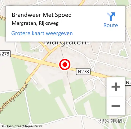 Locatie op kaart van de 112 melding: Brandweer Met Spoed Naar Margraten, Rijksweg op 13 juni 2021 04:17