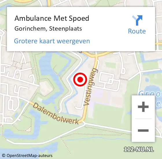 Locatie op kaart van de 112 melding: Ambulance Met Spoed Naar Gorinchem, Steenplaats op 13 juni 2021 05:30