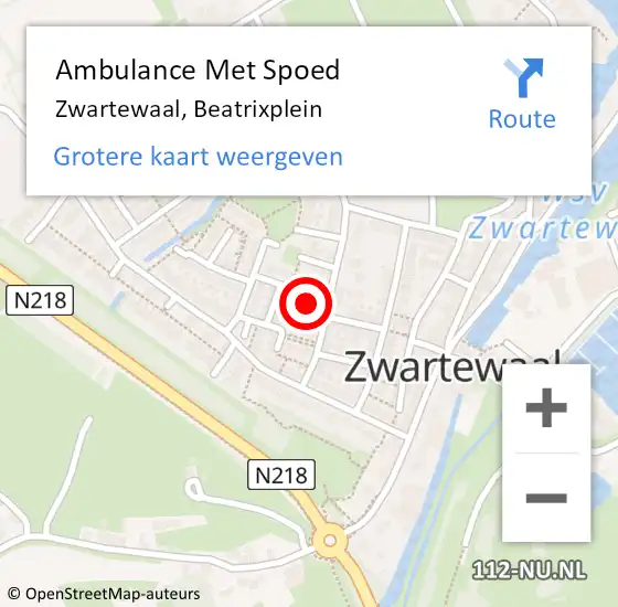 Locatie op kaart van de 112 melding: Ambulance Met Spoed Naar Zwartewaal, Beatrixplein op 13 juni 2021 05:59