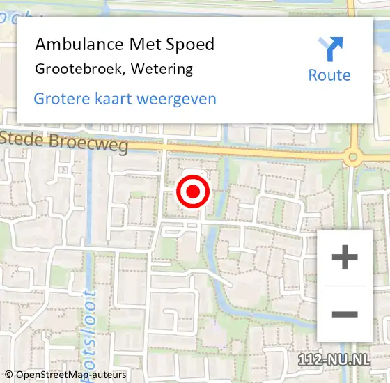 Locatie op kaart van de 112 melding: Ambulance Met Spoed Naar Grootebroek, Wetering op 13 juni 2021 06:00