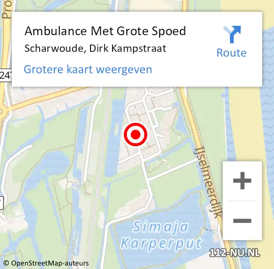 Locatie op kaart van de 112 melding: Ambulance Met Grote Spoed Naar Scharwoude, D.Kampstraat op 13 juni 2021 06:22