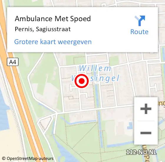 Locatie op kaart van de 112 melding: Ambulance Met Spoed Naar Pernis, Sagiusstraat op 13 juni 2021 06:52