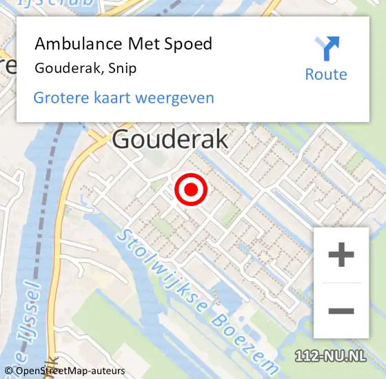 Locatie op kaart van de 112 melding: Ambulance Met Spoed Naar Gouderak, Snip op 13 juni 2021 07:37