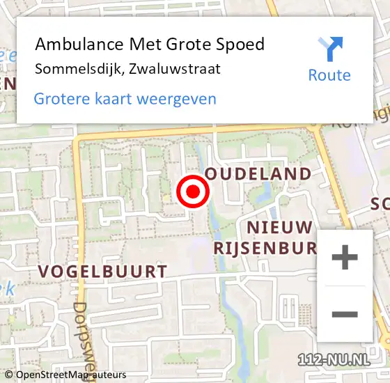 Locatie op kaart van de 112 melding: Ambulance Met Grote Spoed Naar Sommelsdijk, Zwaluwstraat op 13 juni 2021 08:27