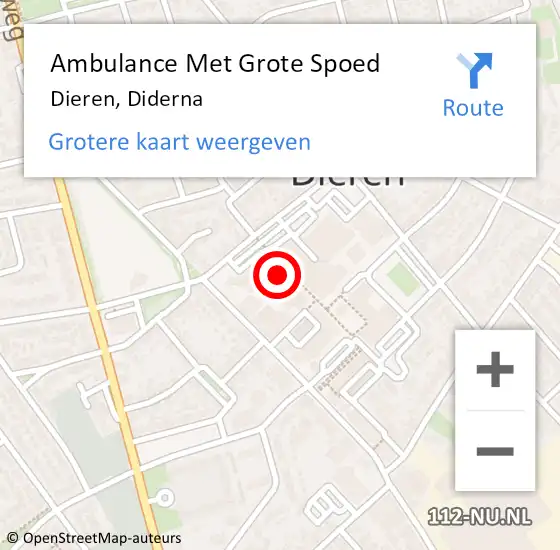 Locatie op kaart van de 112 melding: Ambulance Met Grote Spoed Naar Dieren, Diderna op 13 juni 2021 08:41