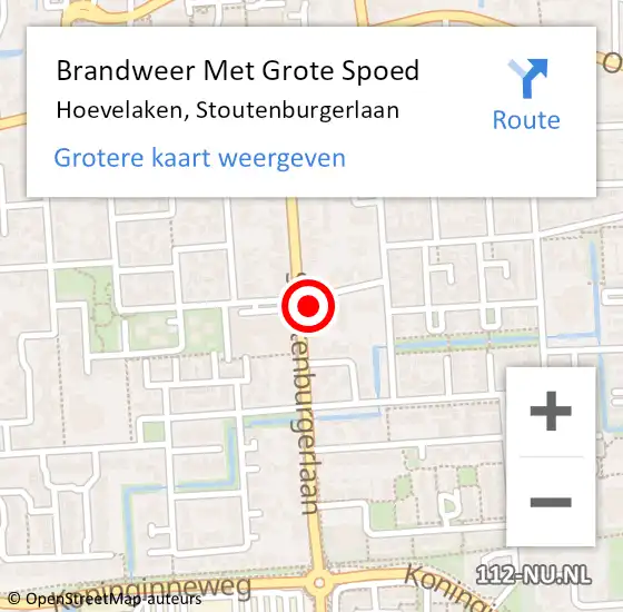 Locatie op kaart van de 112 melding: Brandweer Met Grote Spoed Naar Hoevelaken, Stoutenburgerlaan op 13 juni 2021 08:50