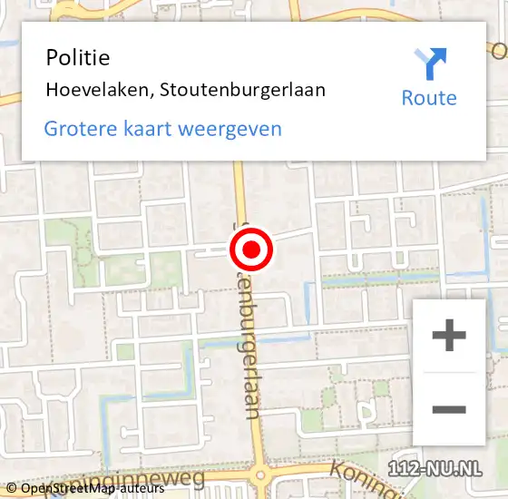 Locatie op kaart van de 112 melding: Politie Hoevelaken, Stoutenburgerlaan op 13 juni 2021 08:53