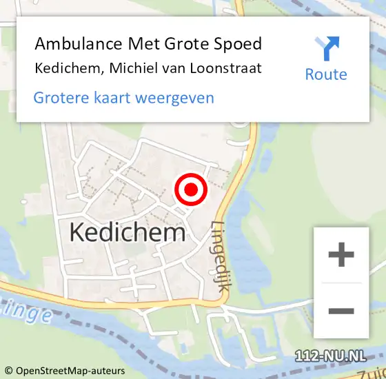 Locatie op kaart van de 112 melding: Ambulance Met Grote Spoed Naar Kedichem, Michiel van Loonstraat op 13 juni 2021 09:23