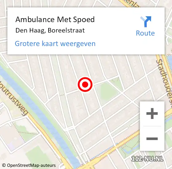 Locatie op kaart van de 112 melding: Ambulance Met Spoed Naar Den Haag, Boreelstraat op 13 juni 2021 09:46