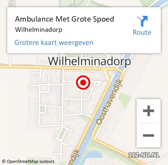 Locatie op kaart van de 112 melding: Ambulance Met Grote Spoed Naar Wilhelminadorp op 13 juni 2021 09:52