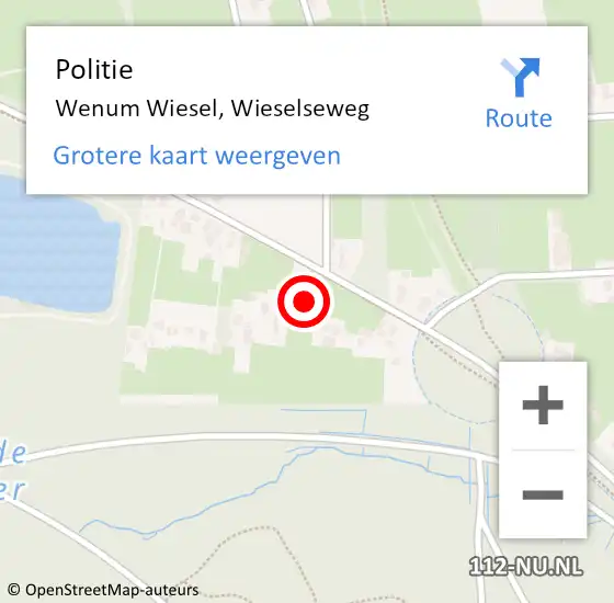Locatie op kaart van de 112 melding: Politie Wenum Wiesel, Wieselseweg op 13 juni 2021 10:05