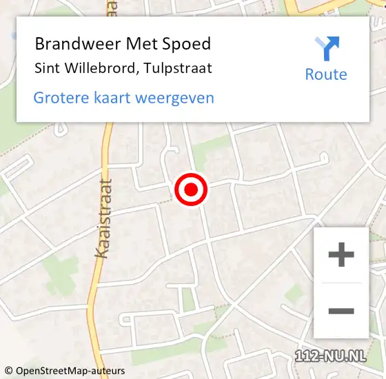 Locatie op kaart van de 112 melding: Brandweer Met Spoed Naar Sint Willebrord, Tulpstraat op 13 juni 2021 10:05