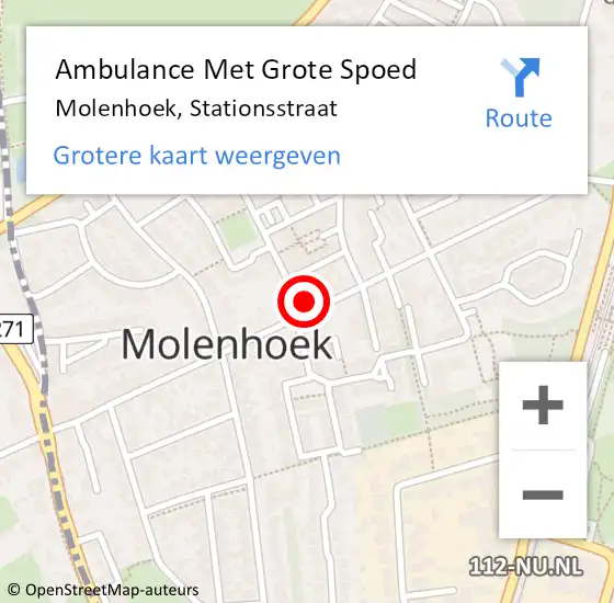 Locatie op kaart van de 112 melding: Ambulance Met Grote Spoed Naar Molenhoek, Stationsstraat op 13 juni 2014 08:25